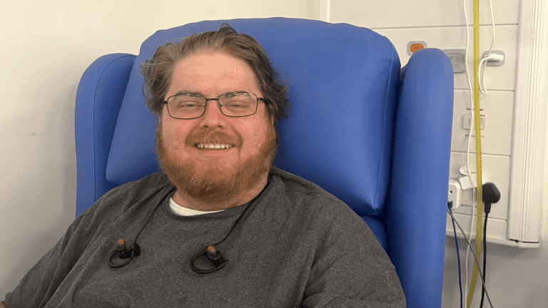 Man in hospital chair